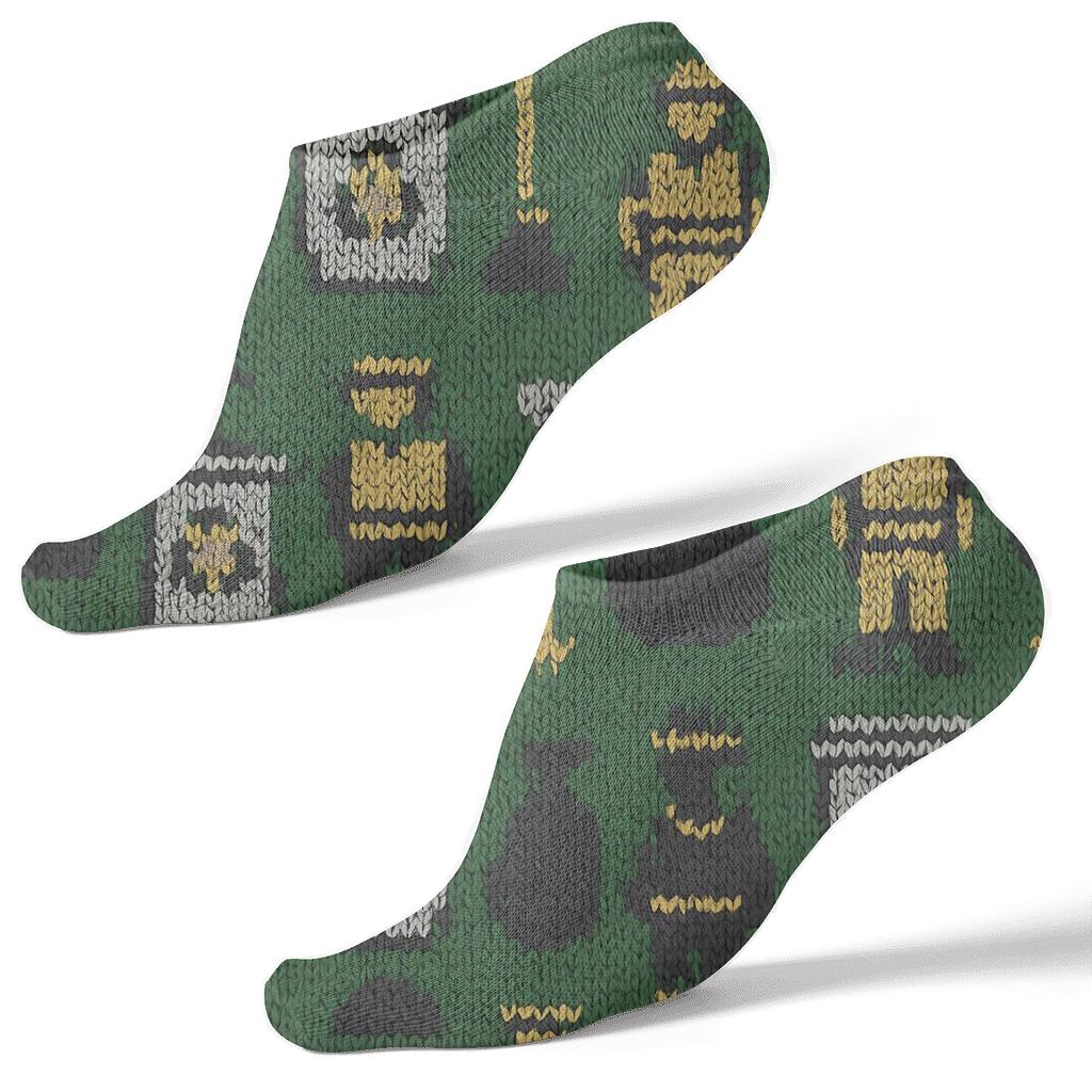 Sanitation Worker Knitted Grid In Refuse Green comfortable cotton ankle socks