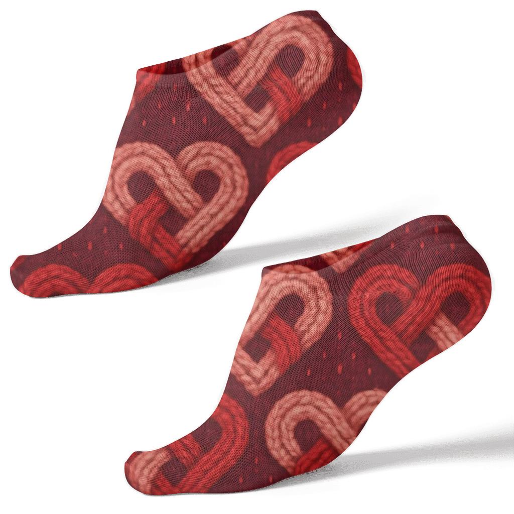 Knitted Illusion Tile With Valentines Infinity Heart Loops personalized ankle socks