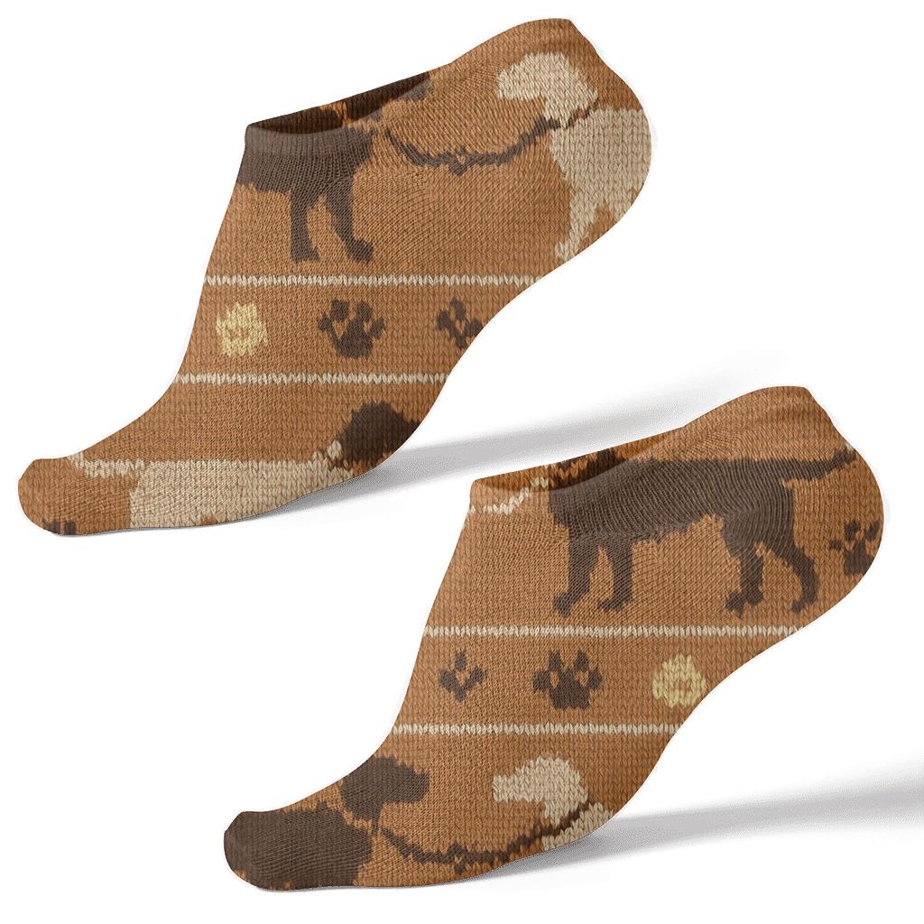 Knitted Pattern Illusion With Labrador Retriever Parade designer print ankle socks