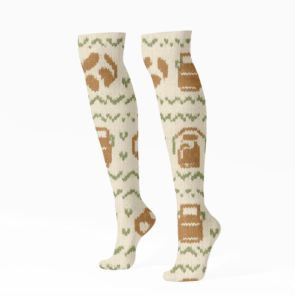 Knitted Illusion Pasture Bands, Cow Edition trendy patterned knee-high socks