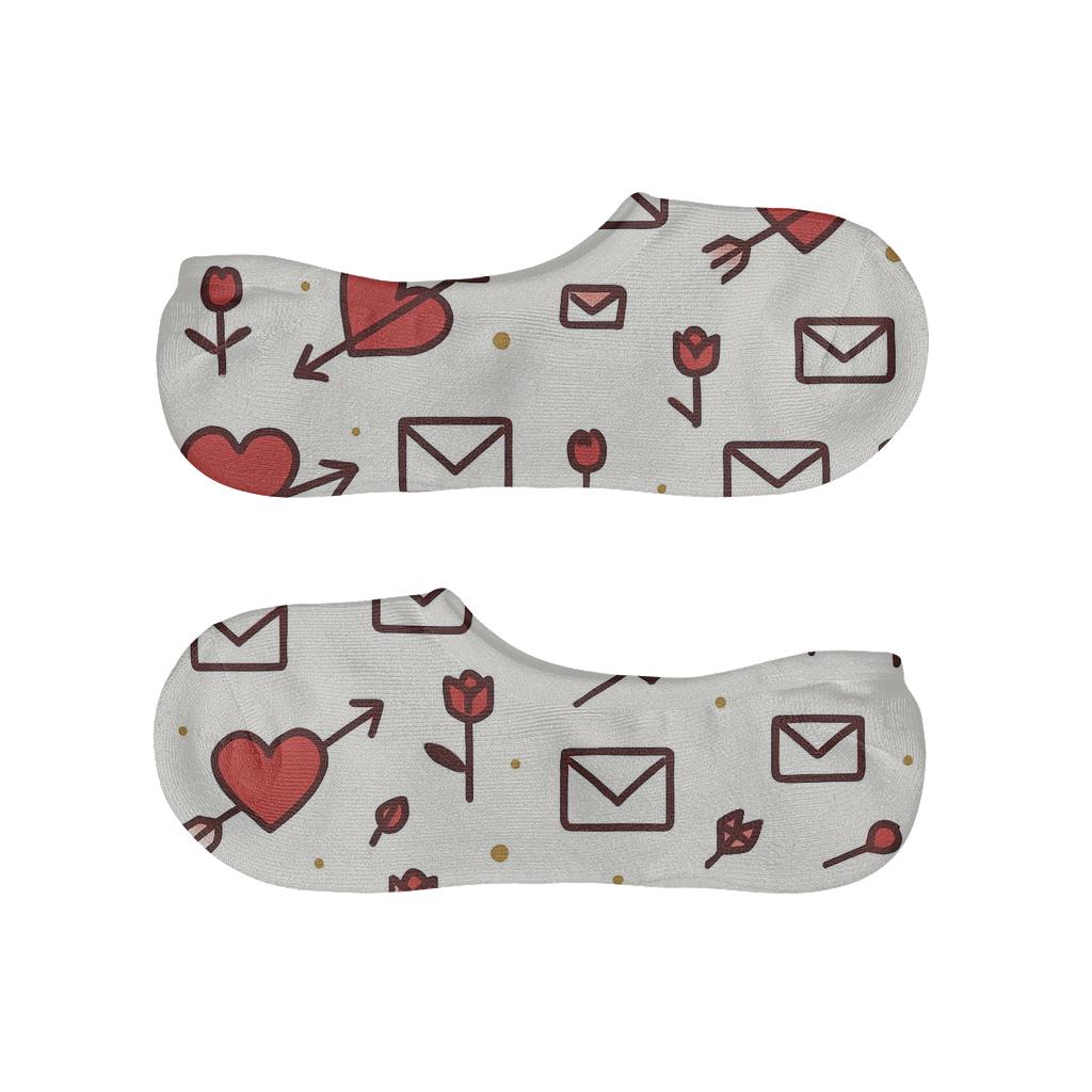 Love Letter Grid With Valentines Heart With Arrow Accent trendy no-show sock styles