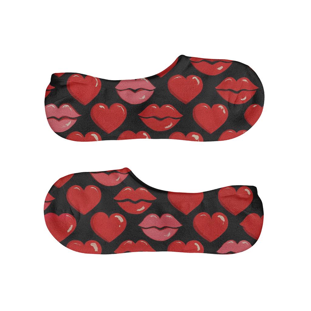 Valentines Pout Chevron Grid personalized invisible socks