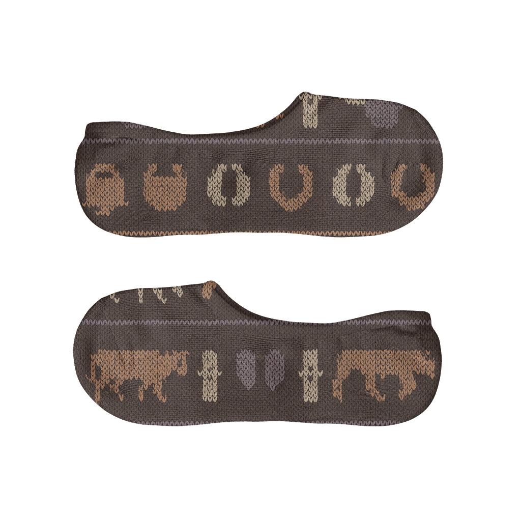 Cowbells And Thistles With Highland Cow Banding Pattern soft cotton no-show socks