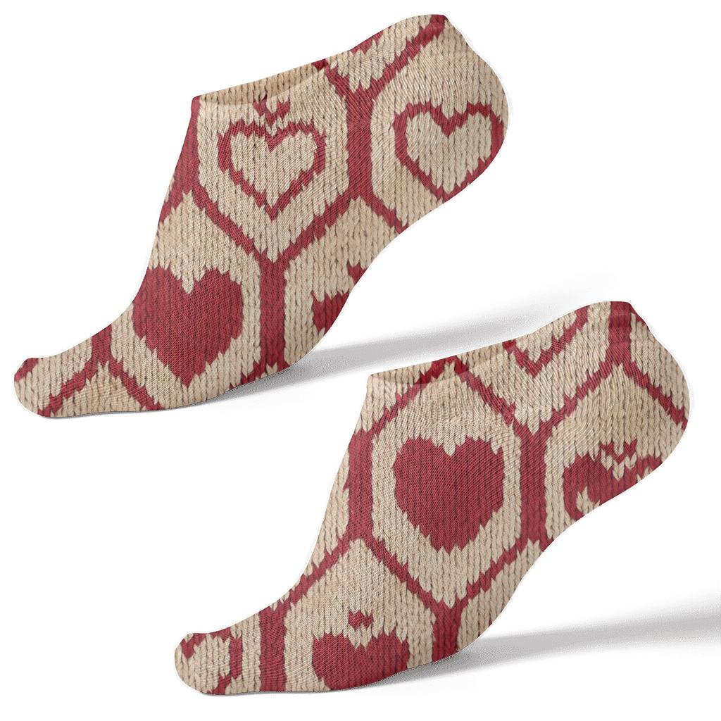 Knitted Valentines Classic Heart Lattice stylish athletic ankle socks