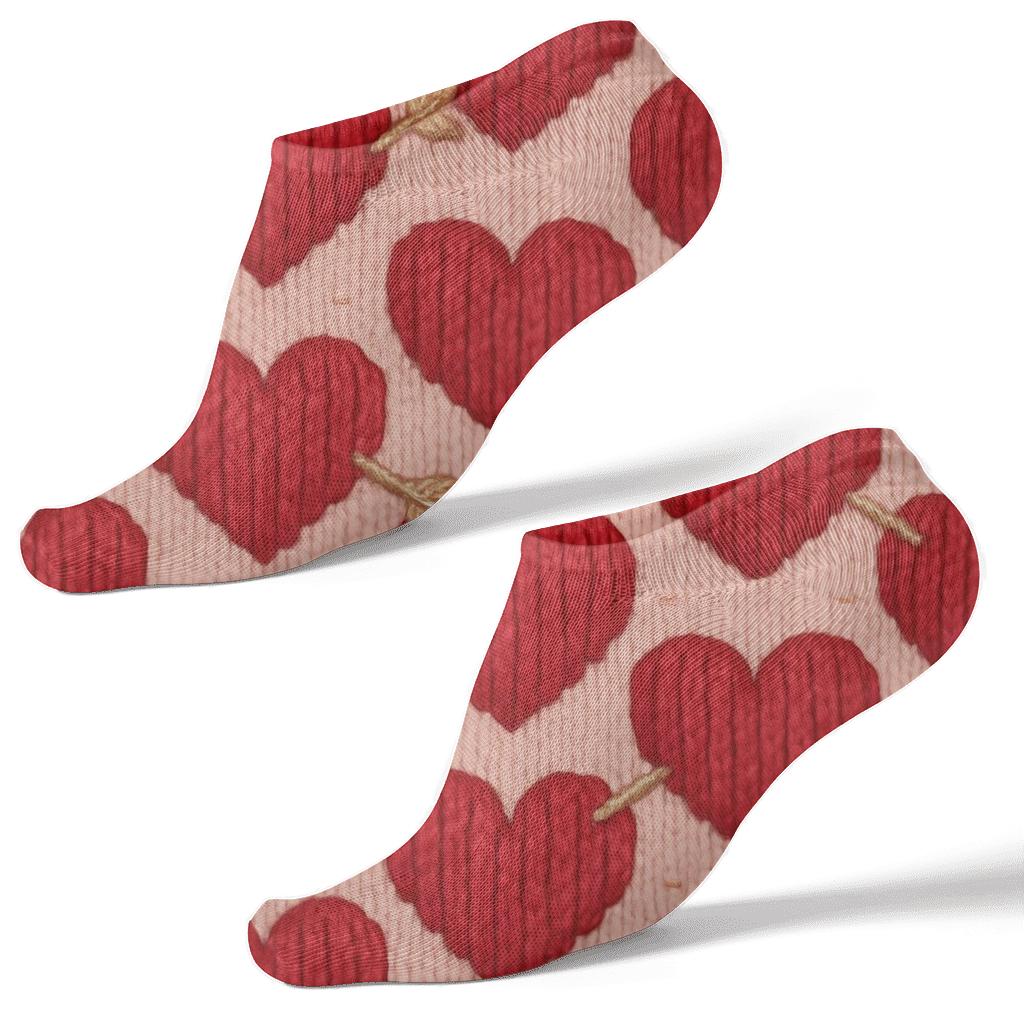 Cupid Knit Illusion Valentines Heart With Arrow Tiles custom ankle socks