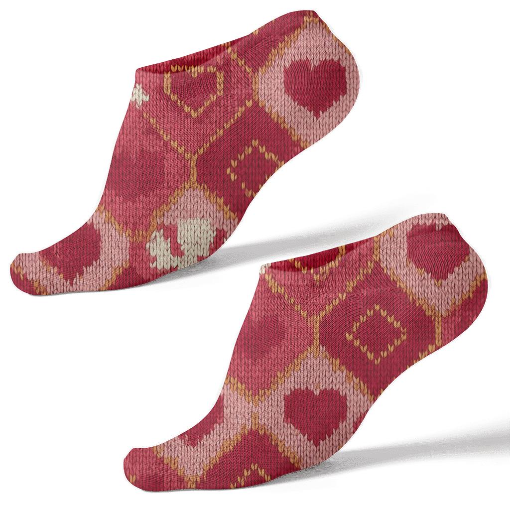 Knitted Illusion Valentines Cupid Silhouette Lattice designer print ankle socks