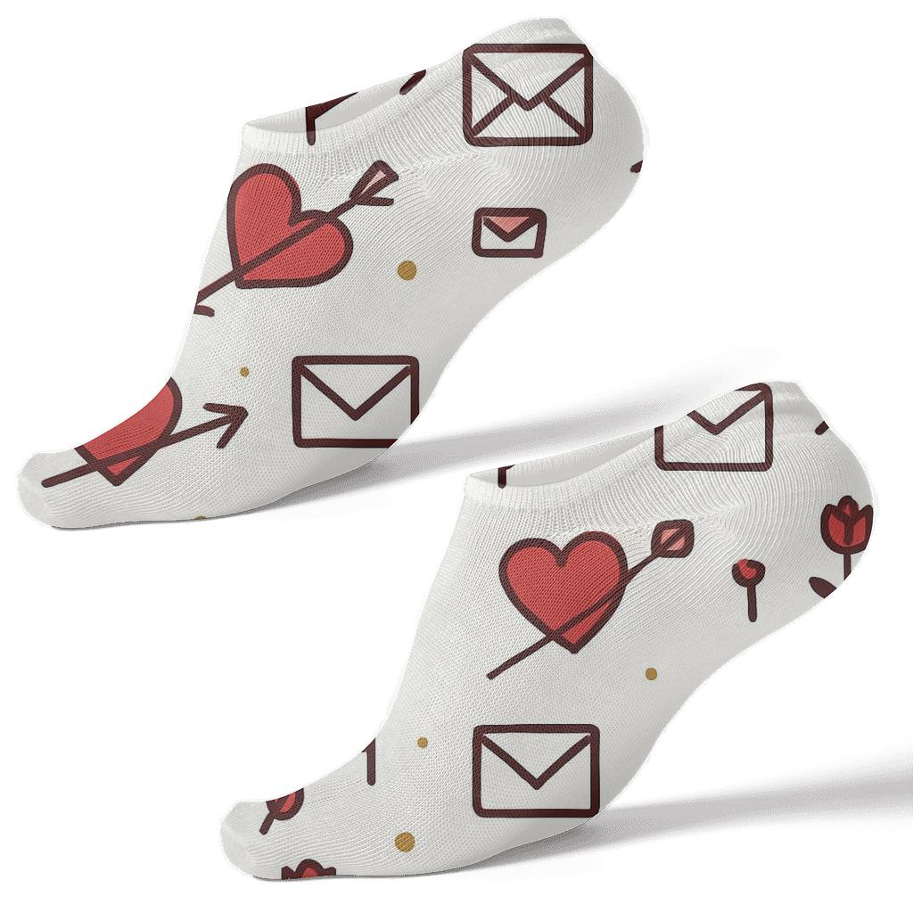 Care for Letter Grid with Valentines Spirit With Arrow Accent Ankle Length Socks