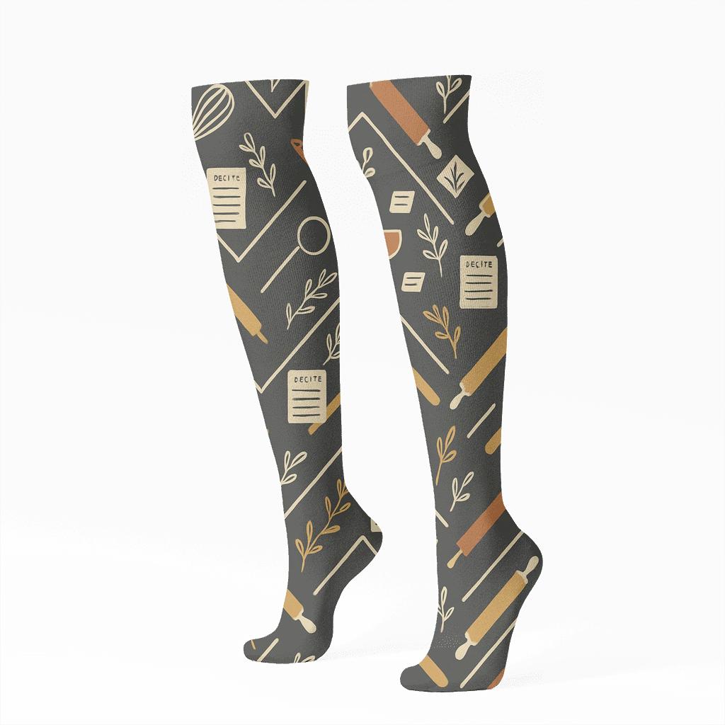 Utensil Chevron With Chef Recipe Cards soft everyday knee-high socks
