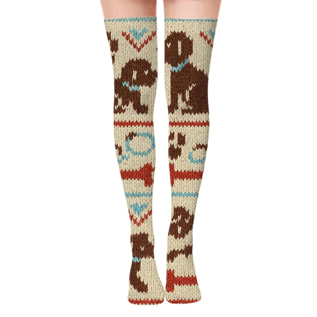 Knitted Dog Park Fair Isle Bands custom over-the-knee socks