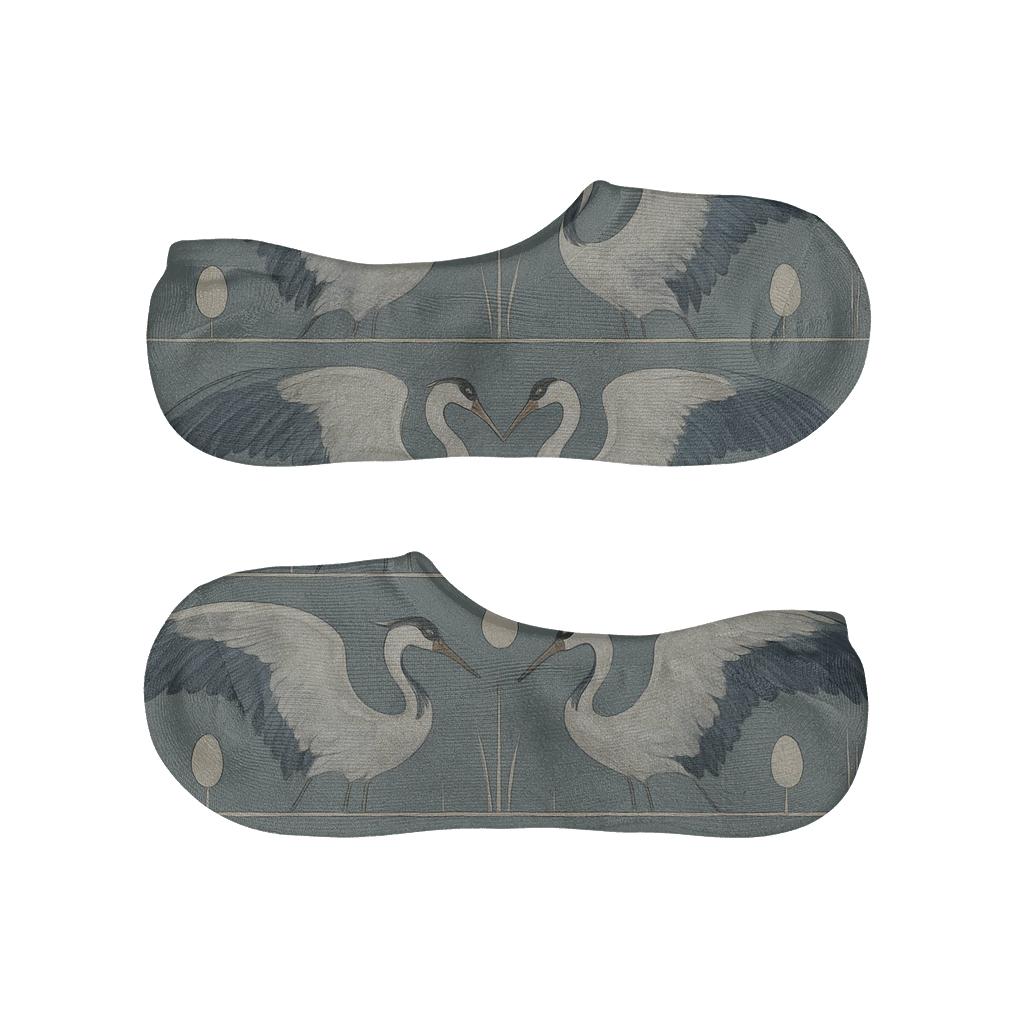 Crane Wing Arc Borders On Slate Gray Background comfortable low-cut socks