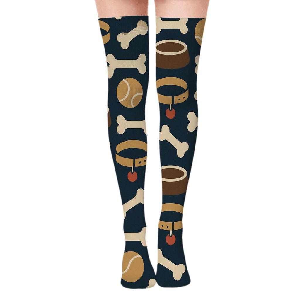 Tessellated Collars And Treats With Dog soft everyday over-the-knee socks
