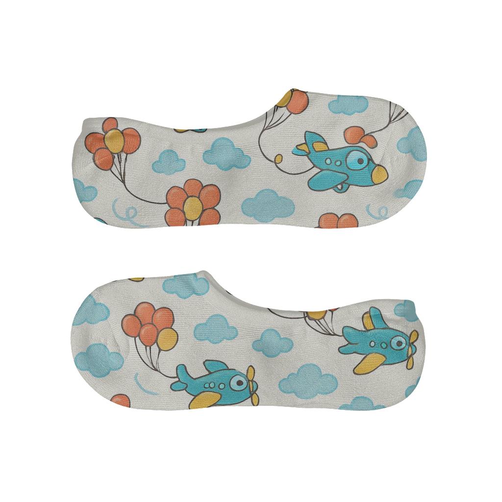 Airplane With Balloon Parade Scatter anti-slip no-show socks