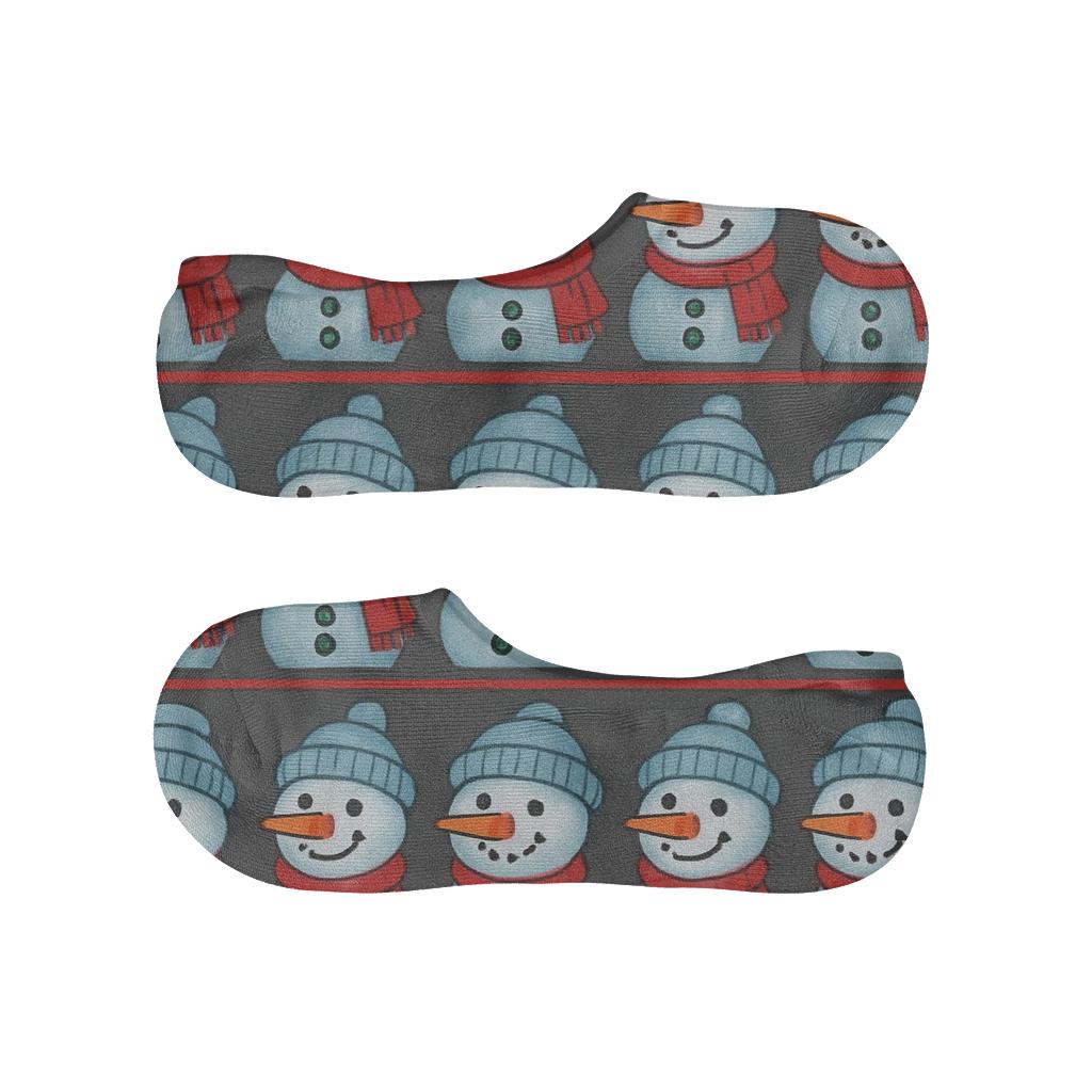Snowman Faces In Holiday Pattern Bands personalized invisible socks
