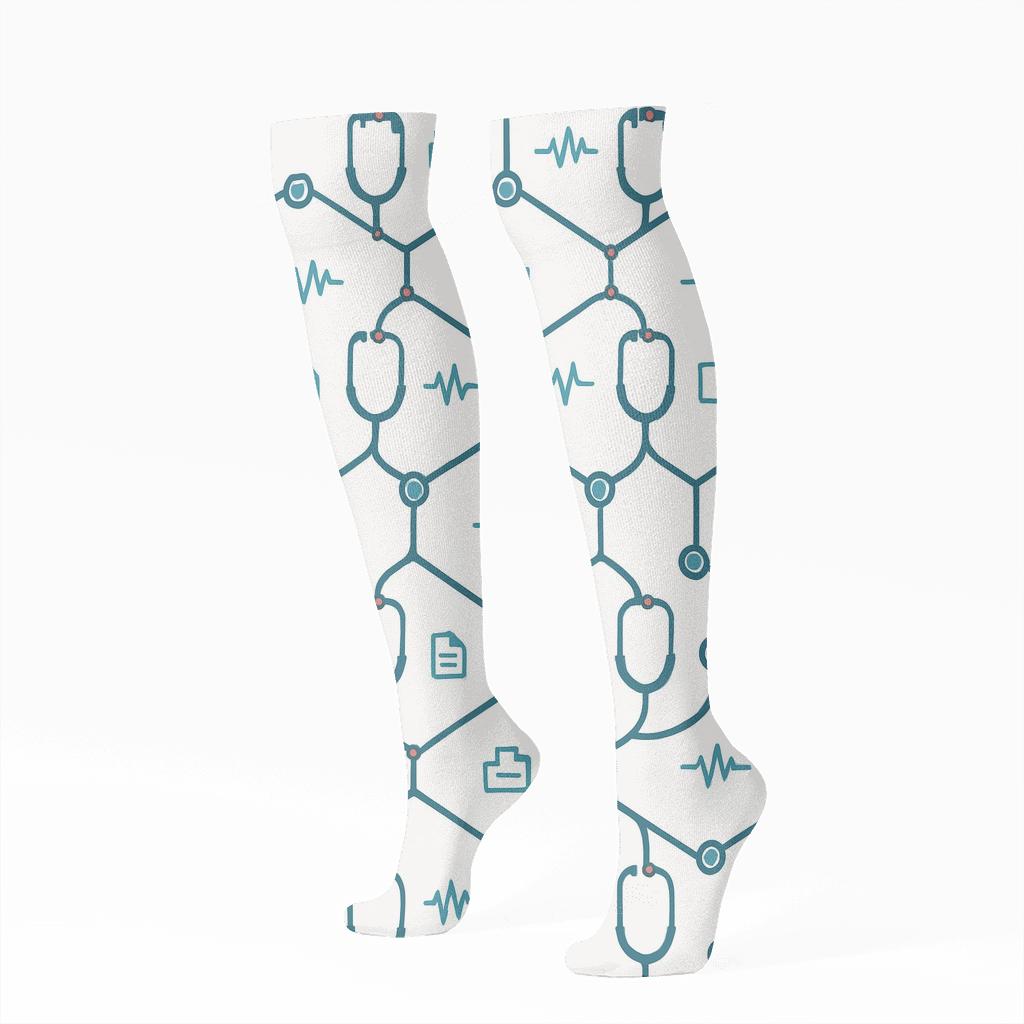 Stethoscope Lattice In Doctor Rhythm personalized knee-high socks