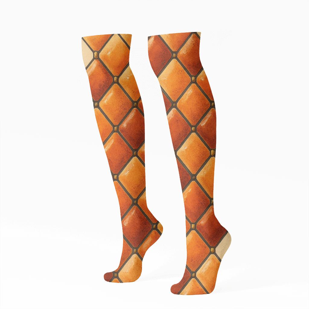Hearth Tile Lattice Heart Edition trendy patterned knee-high socks
