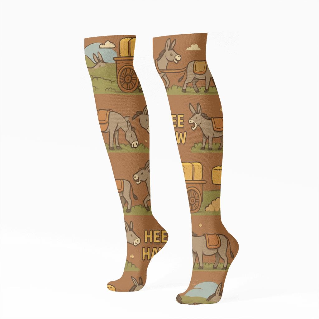 Market Day Donkey Cart Parade custom knee-high socks