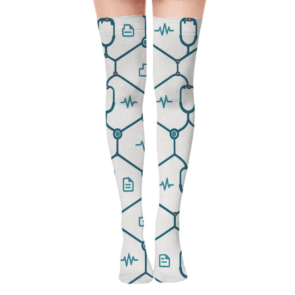 Stethoscope Lattice In Doctor Rhythm stylish fashion over-the-knee socks