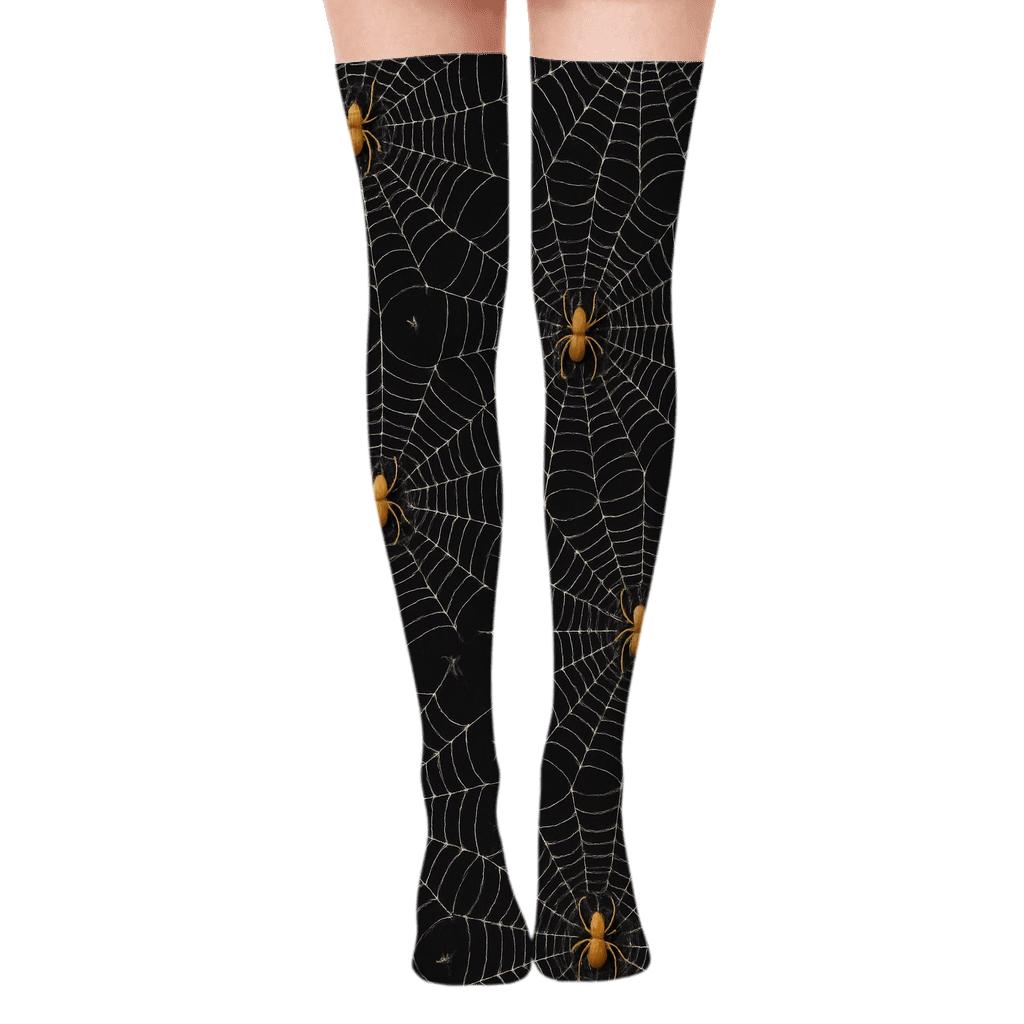 Spider Lattice Webscape Wrap Pattern soft everyday over-the-knee socks