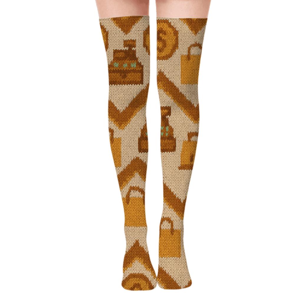 Cashier Knit Illusion Coin Chevron personalized over-the-knee socks