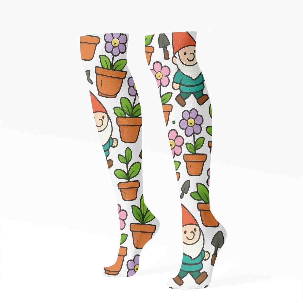 Flower Pots In Gardener Parade Repeat soft everyday knee-high socks