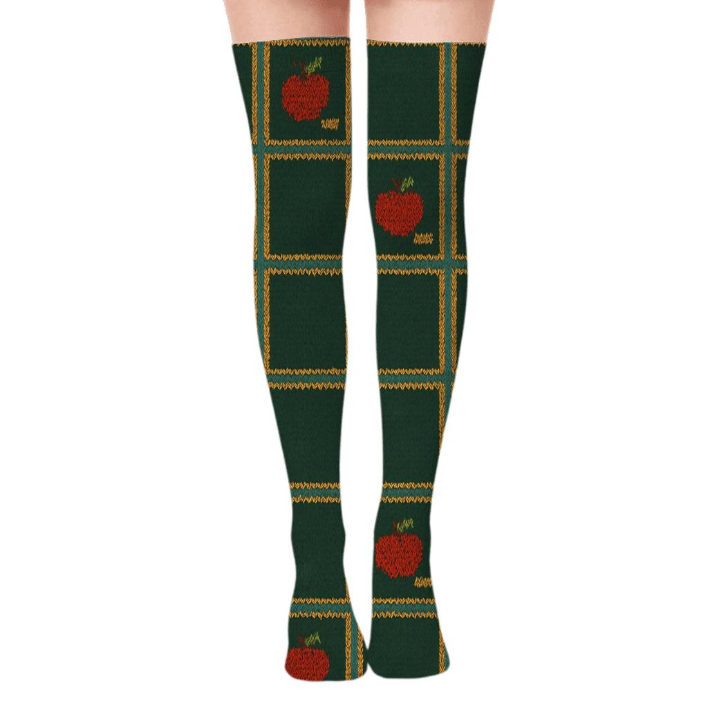 Teacher Chalkboard Lattice Knit Illusion soft everyday over-the-knee socks