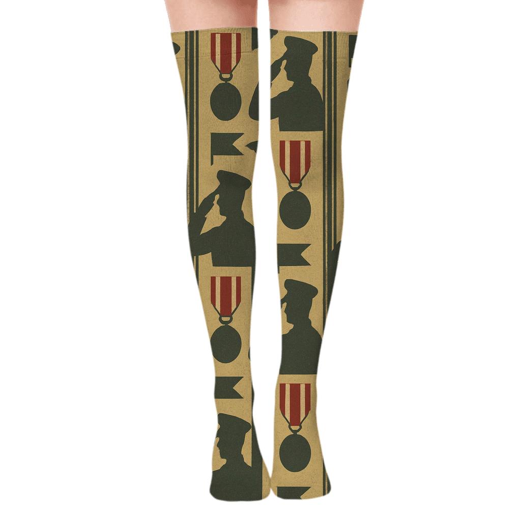 Vintage Parade With Soldier Medals unique graphic over-the-knee socks