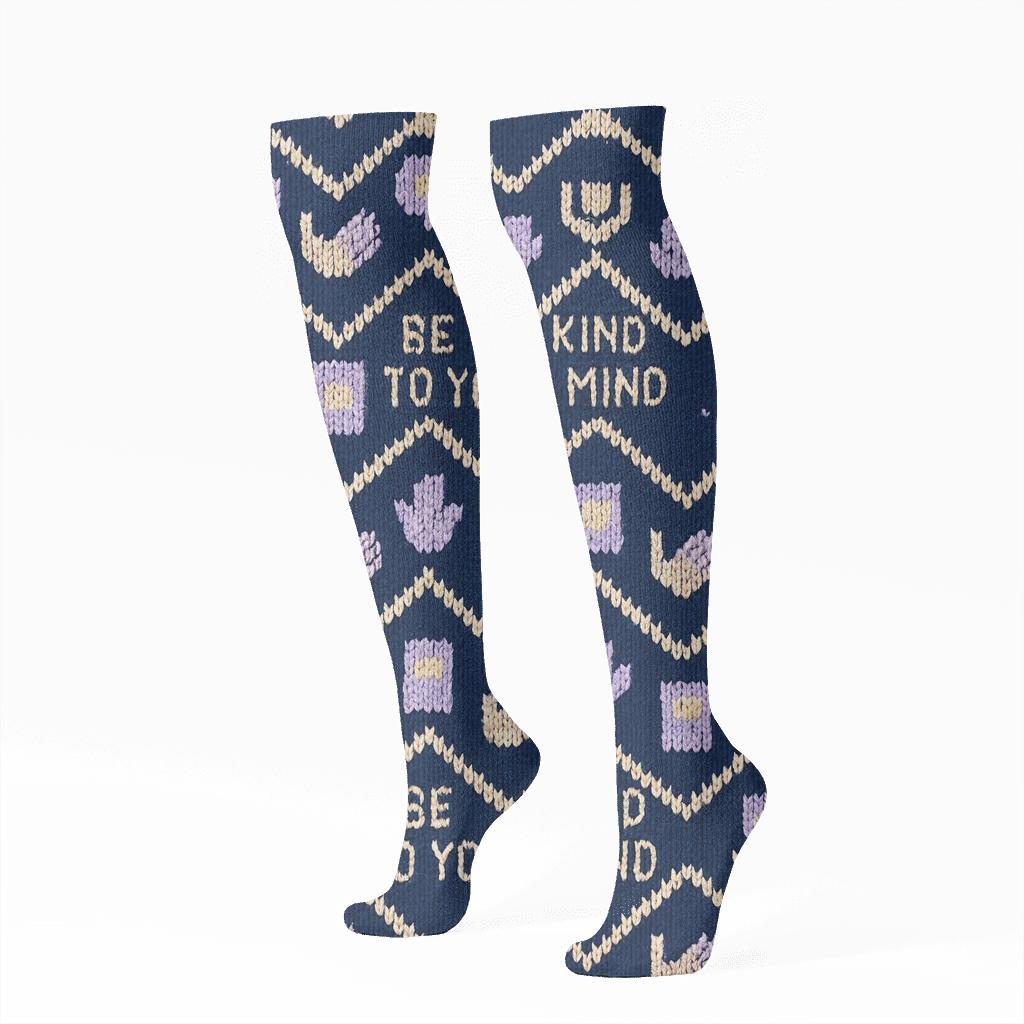 Counselor Knit Illusion Quote Chevron comfortable cotton knee-high socks