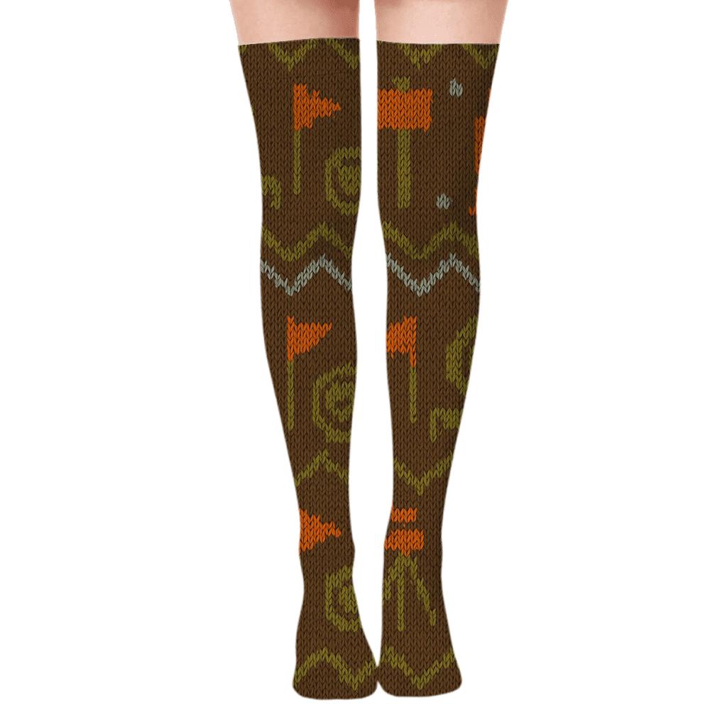 Knitted Illusion Field Kit With Surveyor Motifs premium cozy over-the-knee socks