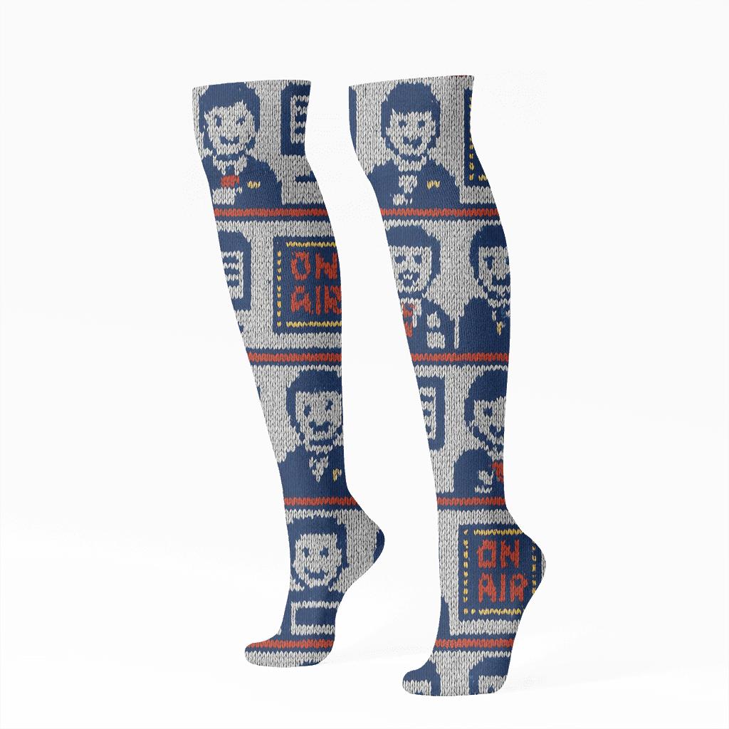 Knitted News Anchor Ticker Weave personalized knee-high socks