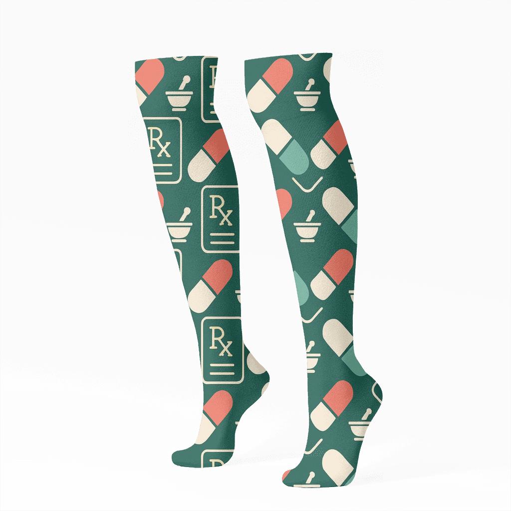 Capsule Lattice For Pharmacist Study custom knee-high socks