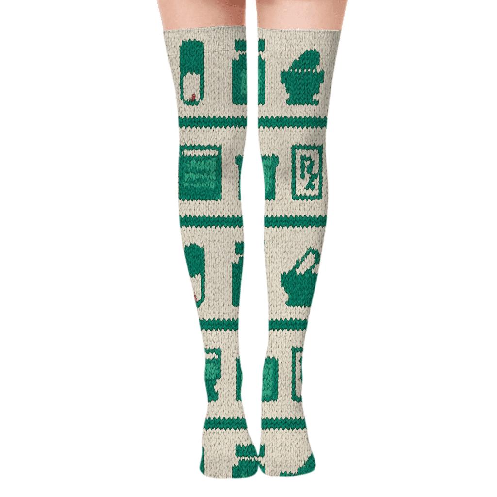 Knitted Pharmacist Shelf Stripe Pattern custom over-the-knee socks