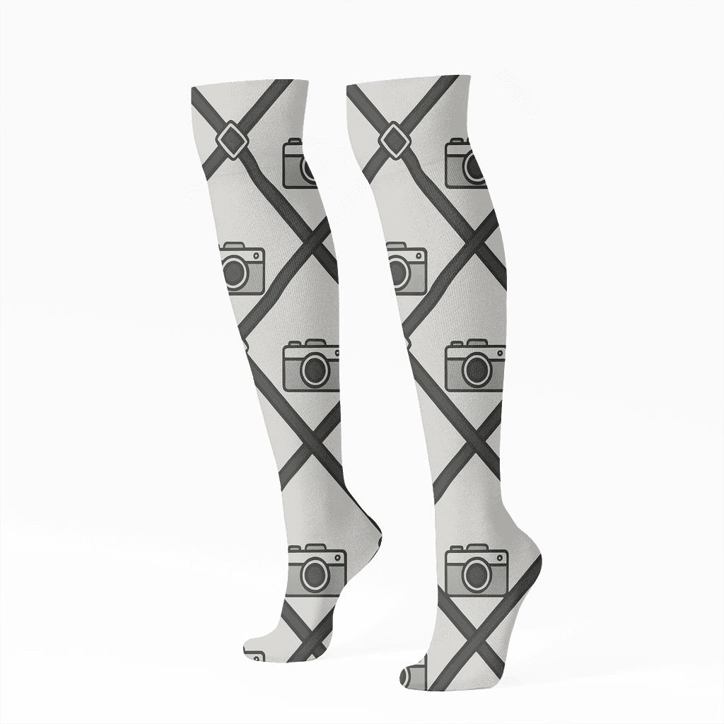 Camera Strap Lattice For Photographer Charm custom knee-high socks
