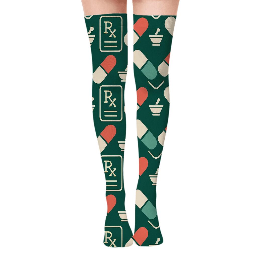 Capsule Lattice For Pharmacist Study stylish fashion over-the-knee socks