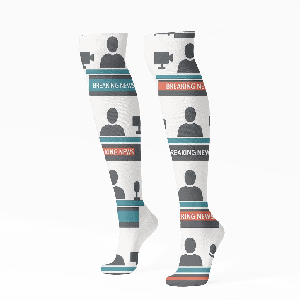 Mirrored Pair Desk Scene With News Anchor comfortable cotton knee-high socks