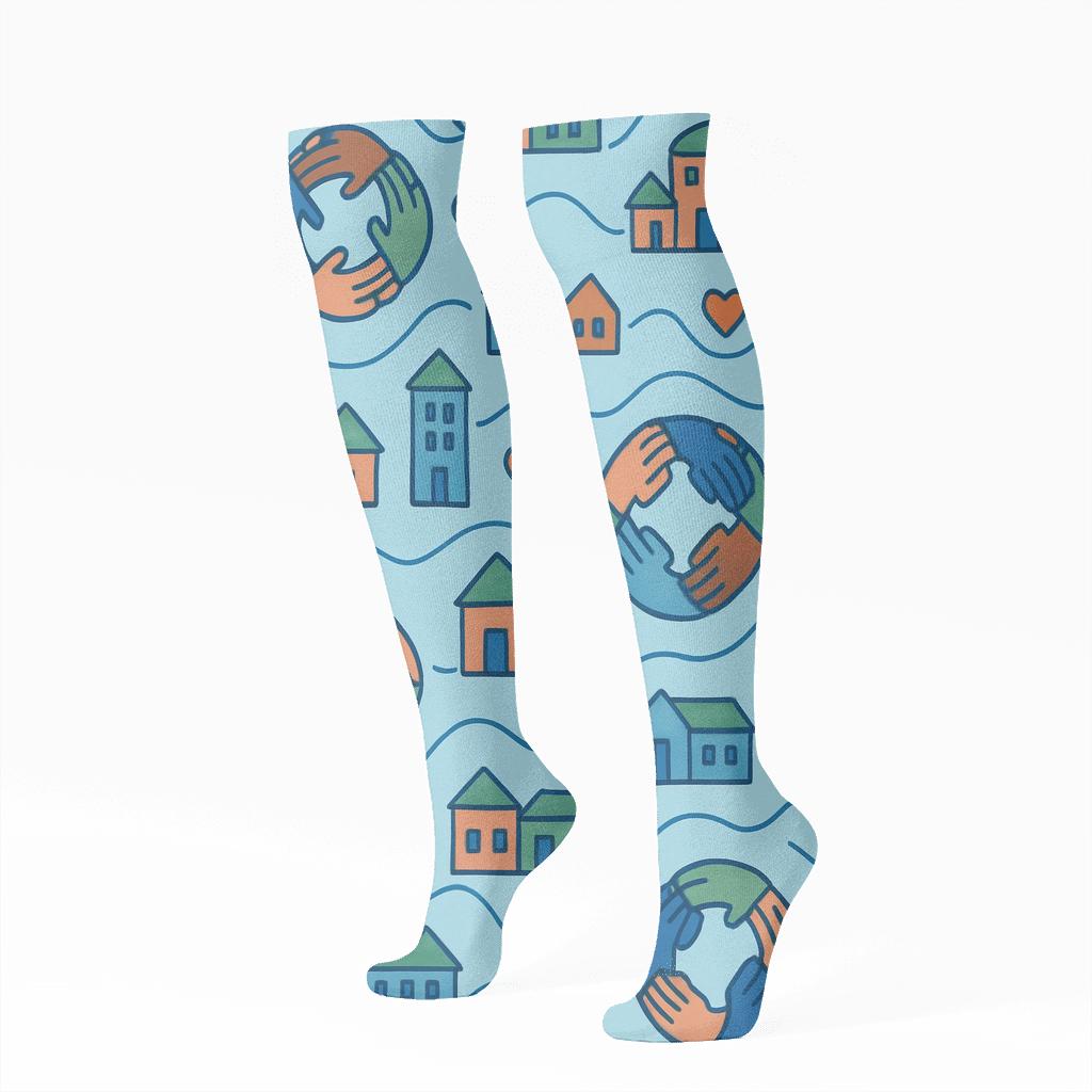 Community Mural Weave For A Social Worker personalized knee-high socks