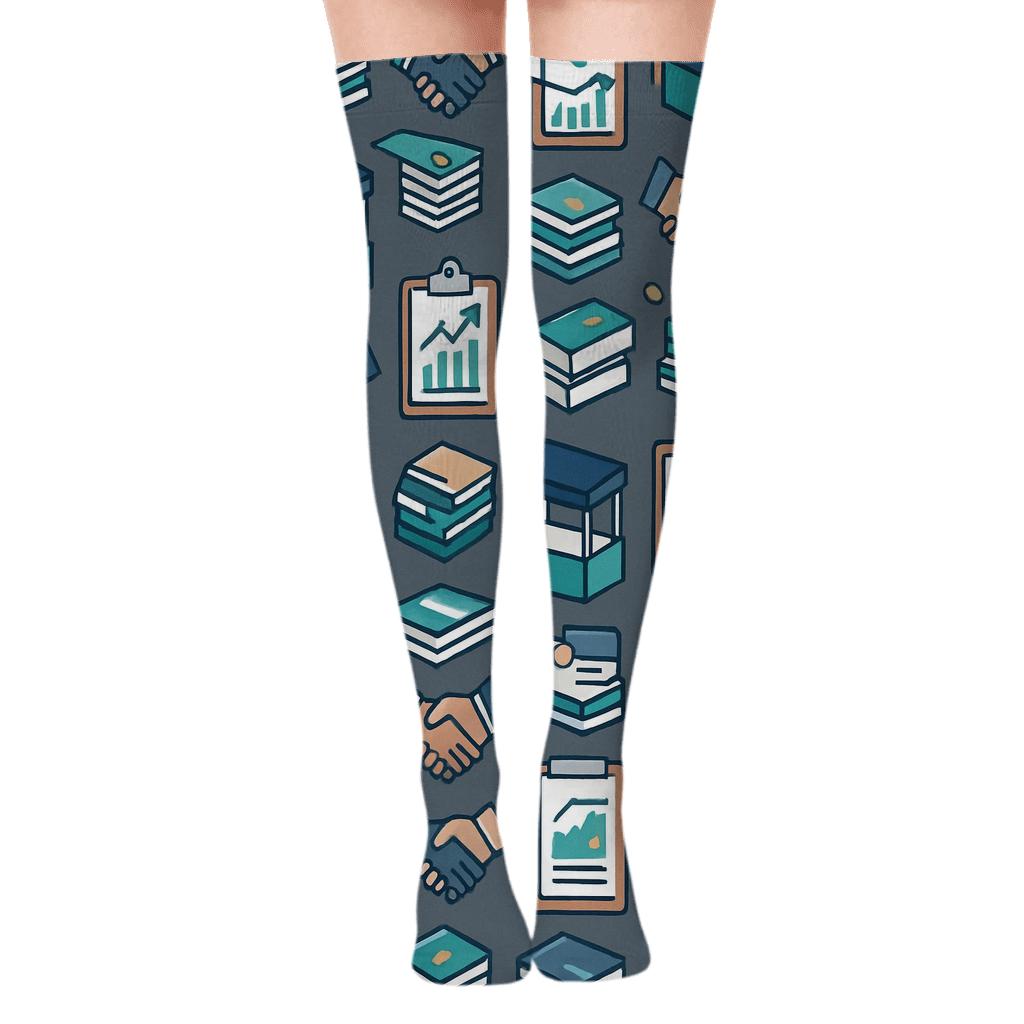 Trade Show Collage For Salesperson unique graphic over-the-knee socks