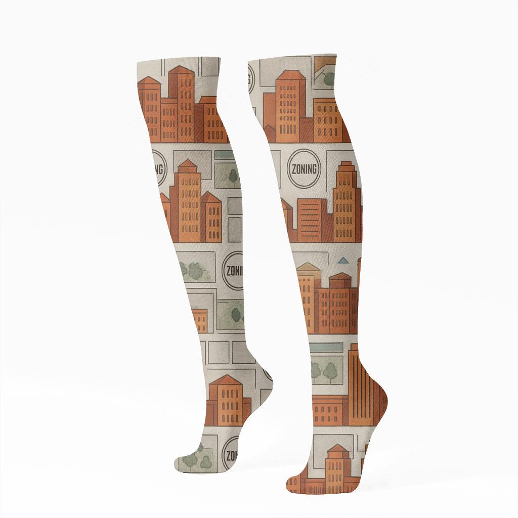 Architectural Collage Pattern For Urban Planner comfortable cotton knee-high socks
