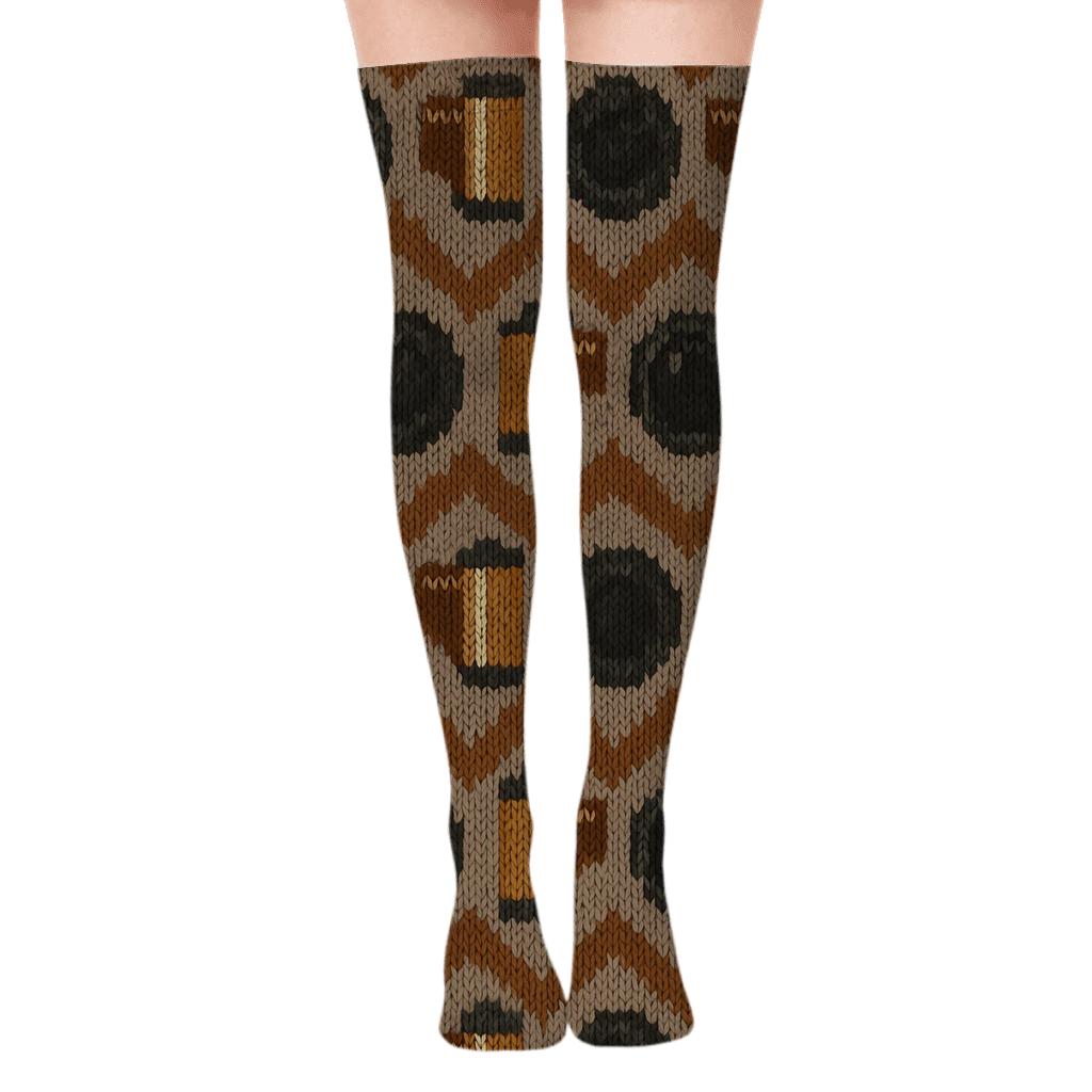 Photographer Knit Illusion Lens Chevron stylish fashion over-the-knee socks