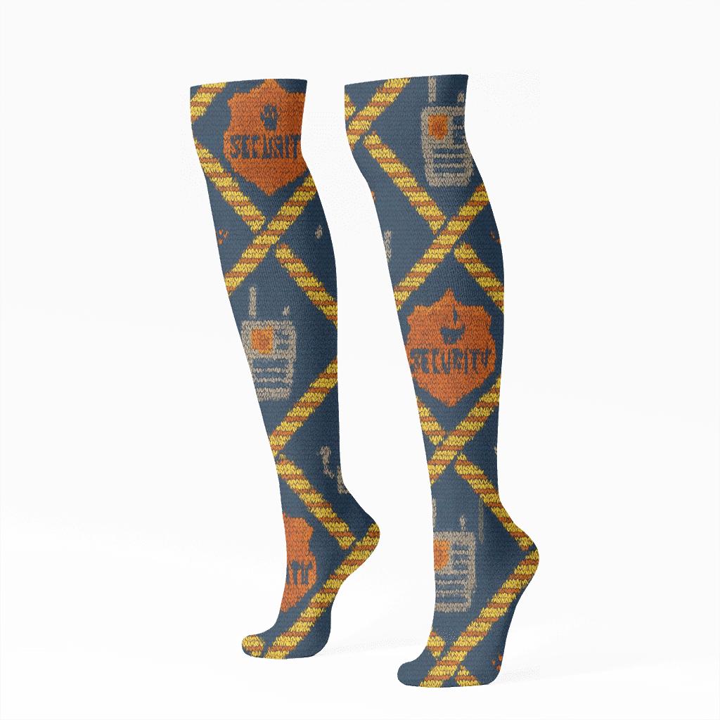 Knitted Illusion Night Patrol Security Guard Lattice soft everyday knee-high socks