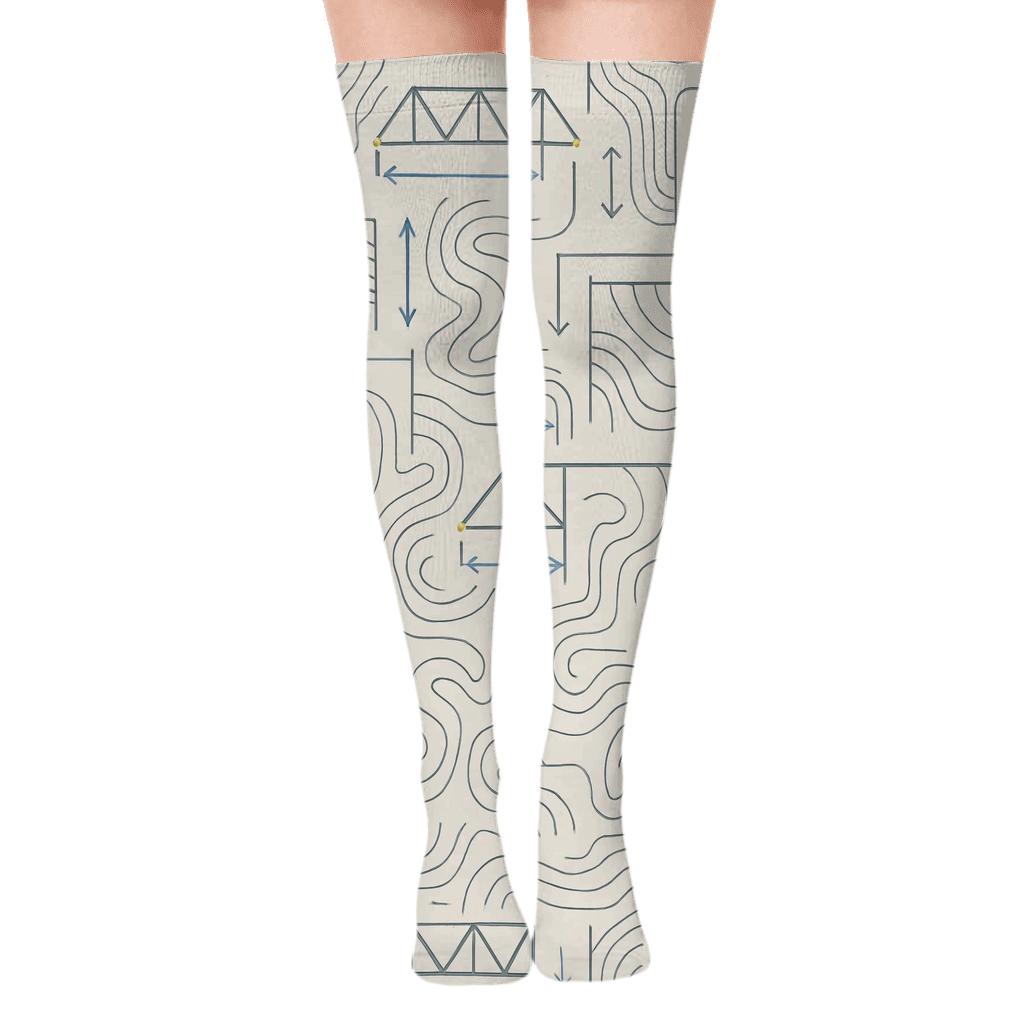 Blueprint Lattice For Civil Engineer Study premium cozy over-the-knee socks