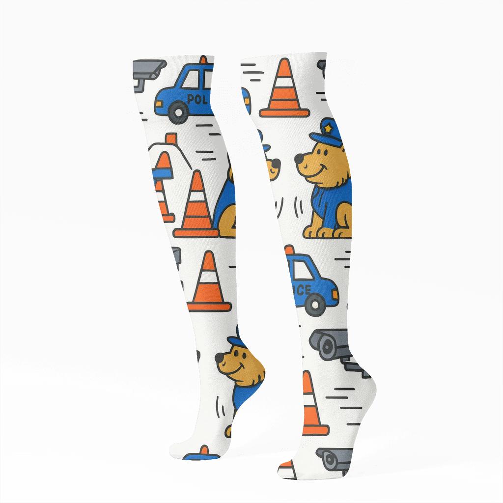 Checkpoint Parade Pattern With Security Guard trendy patterned knee-high socks