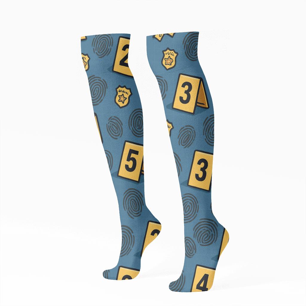 Evidence Marker Parade, Police Detective Edition custom knee-high socks