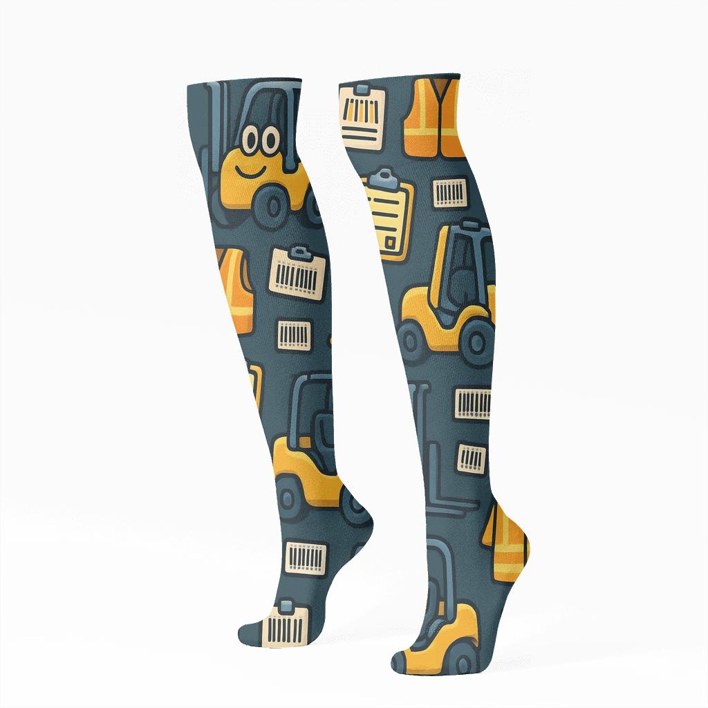 Forklift Tile Rhythm For Warehouse Worker soft everyday knee-high socks