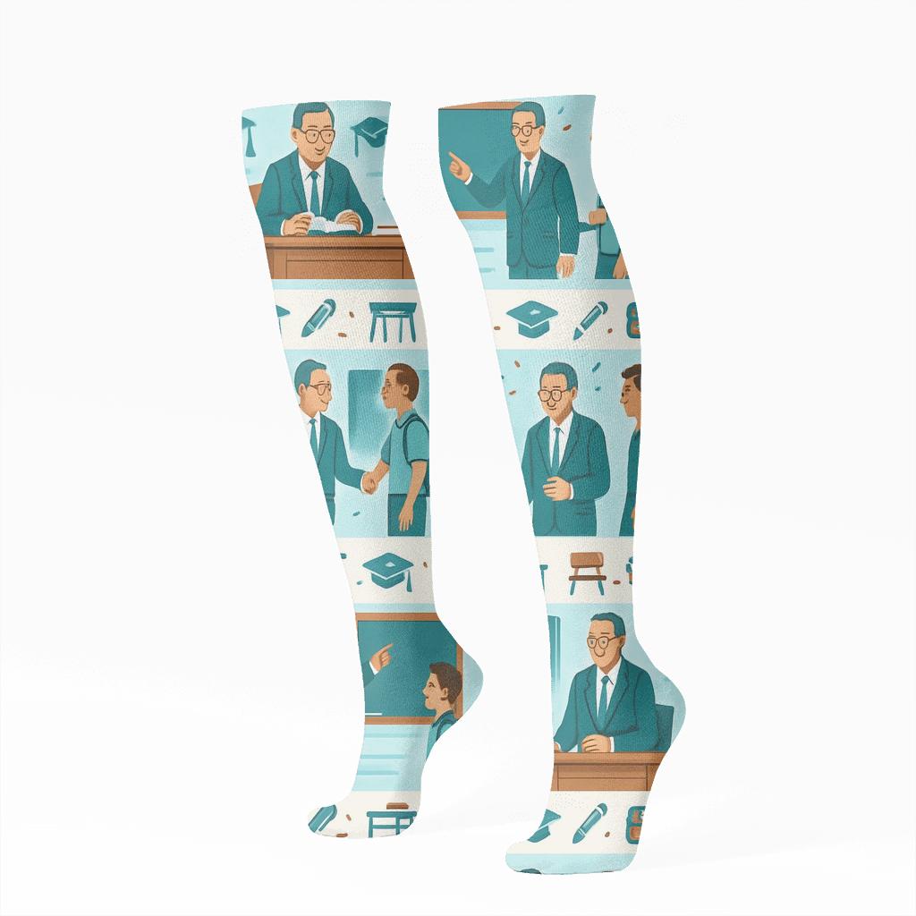 Classroom Scene Bands In School Principal Collage stylish athletic knee-high socks