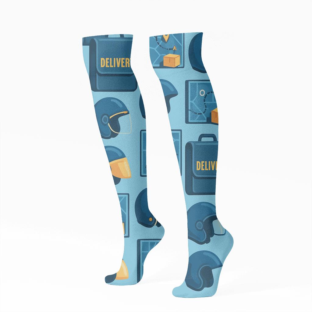 City Route Tapestry Courier Collage stylish athletic knee-high socks