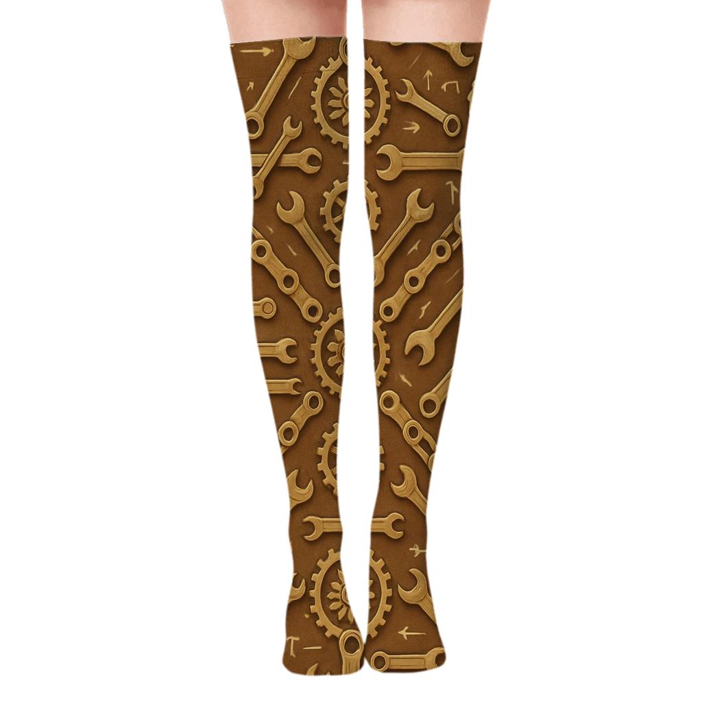 Mechanical Engineer Gear Nebula Tessellation custom over-the-knee socks