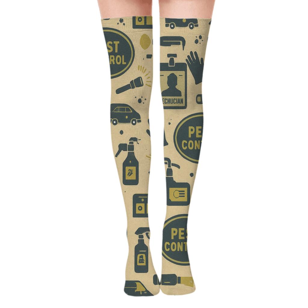 Service Badge Collage For The Pest Control Technician stylish fashion over-the-knee socks