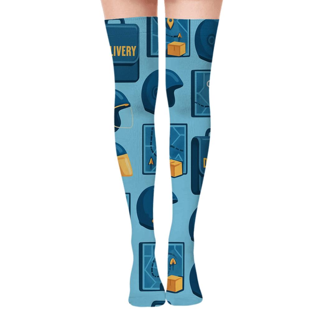 City Route Tapestry Courier Collage personalized over-the-knee socks