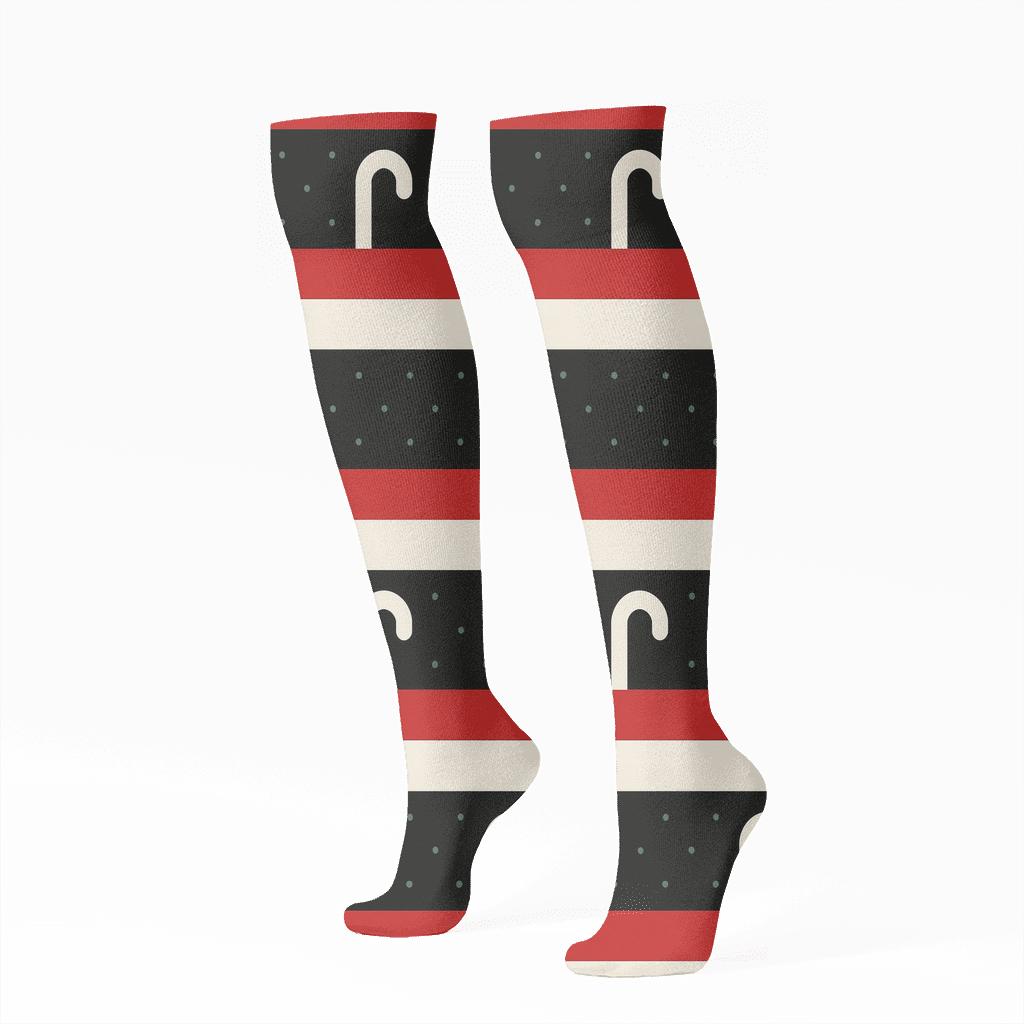 Modern Minimal Candy Canes Stripe Interrupt Bands stylish athletic knee-high socks