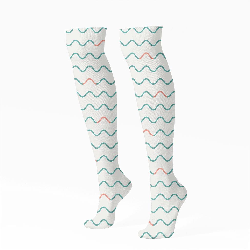 Tidal Wavelet Repeat premium sports knee-high socks